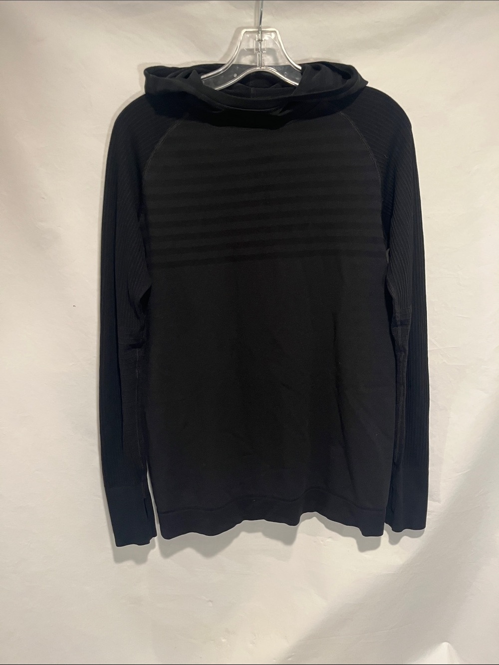 Lululemon Black Hooded Metal Vent Long Sleeve Ribbed Top
